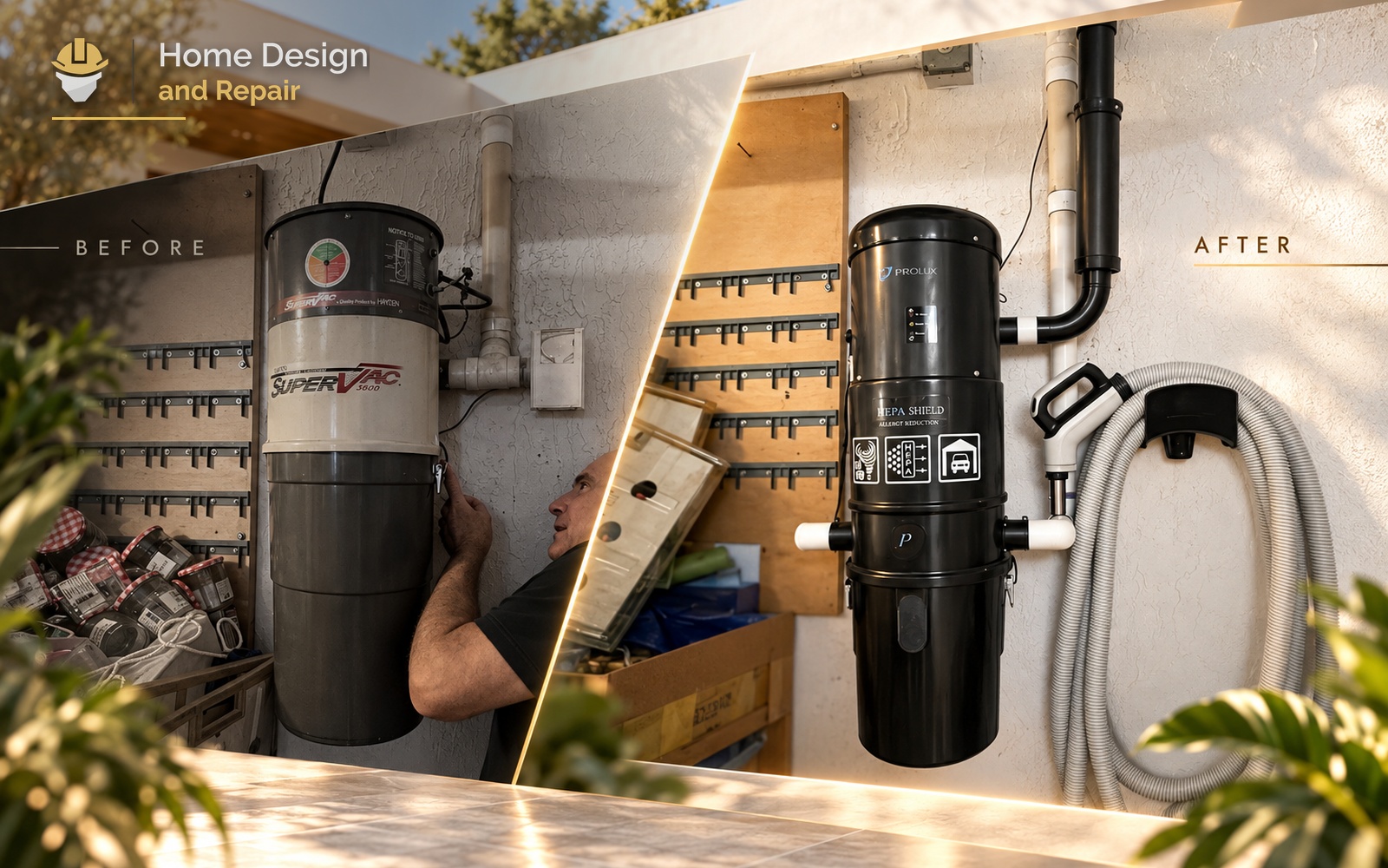 Before and after transformation for Central Vacuum System Replacement