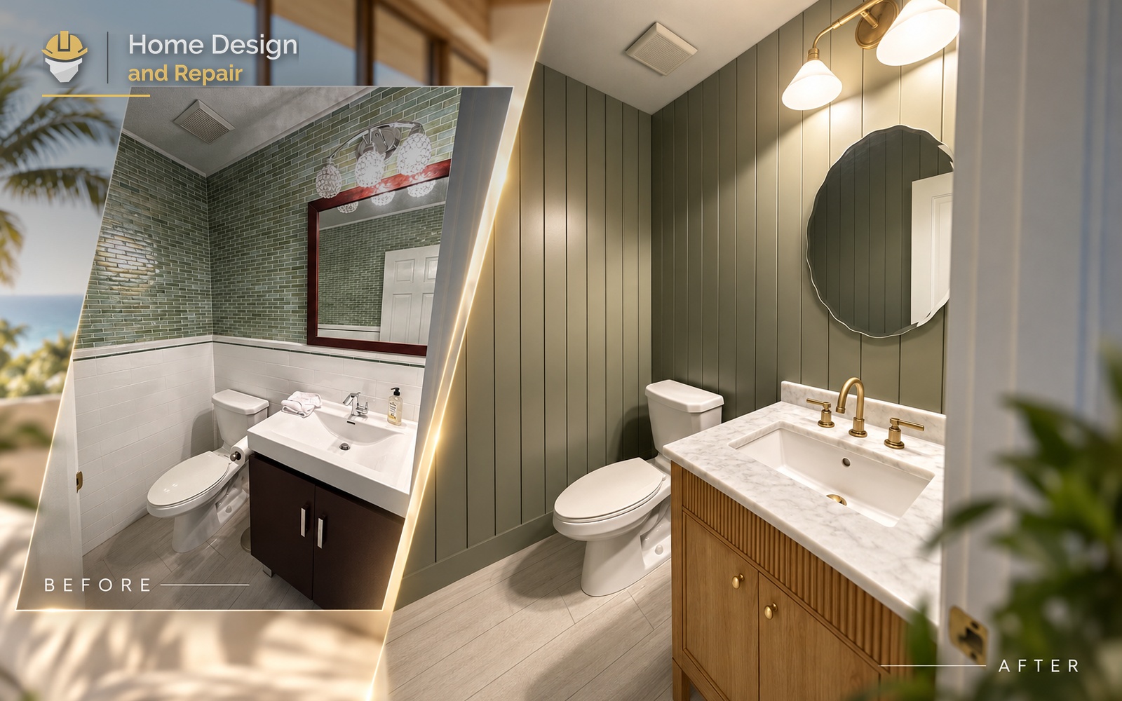 Before and after transformation for Complete Bathroom Remodel