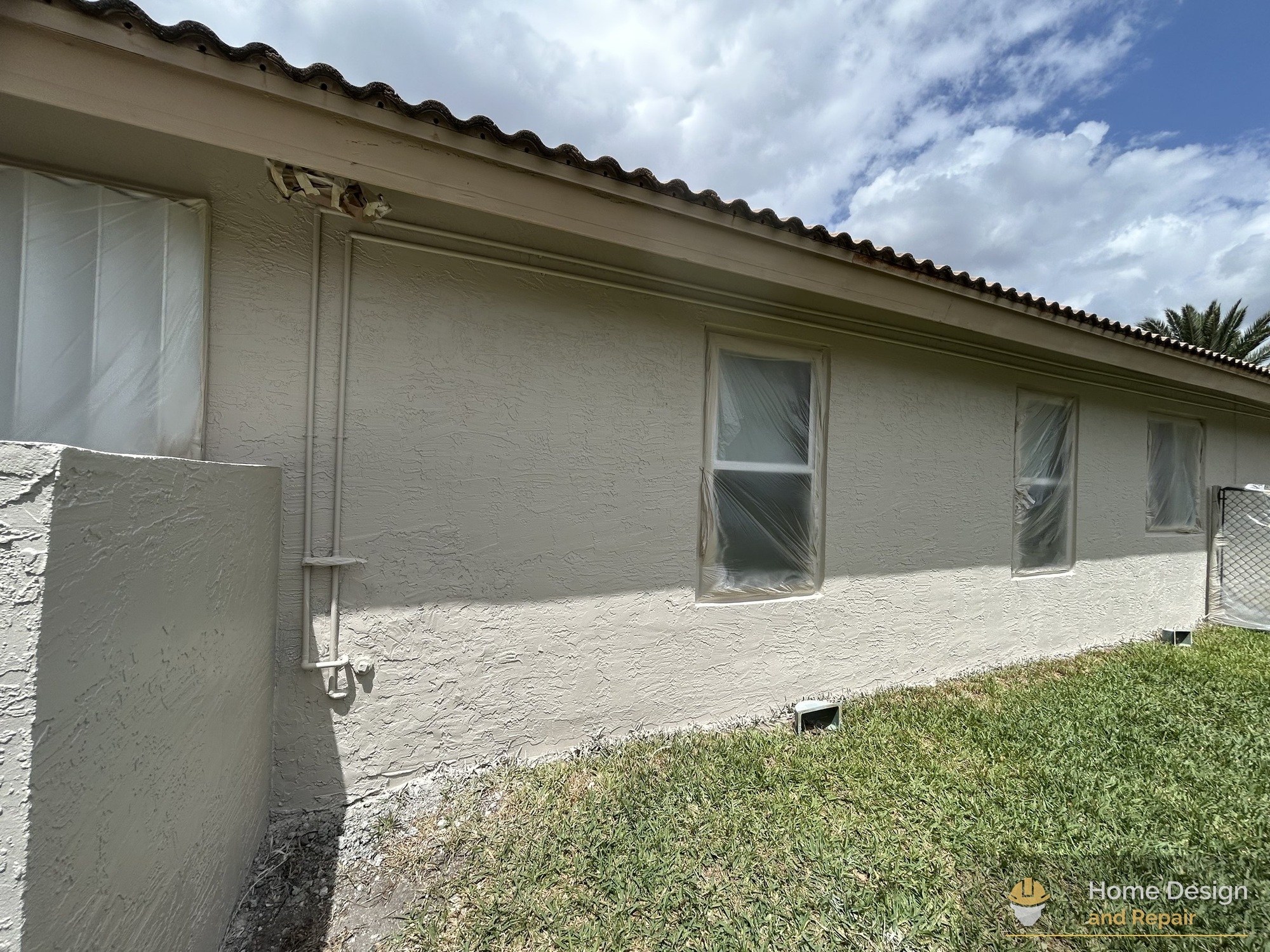 After detail of Exterior Stucco Wall Repair in Coral Springs, FL