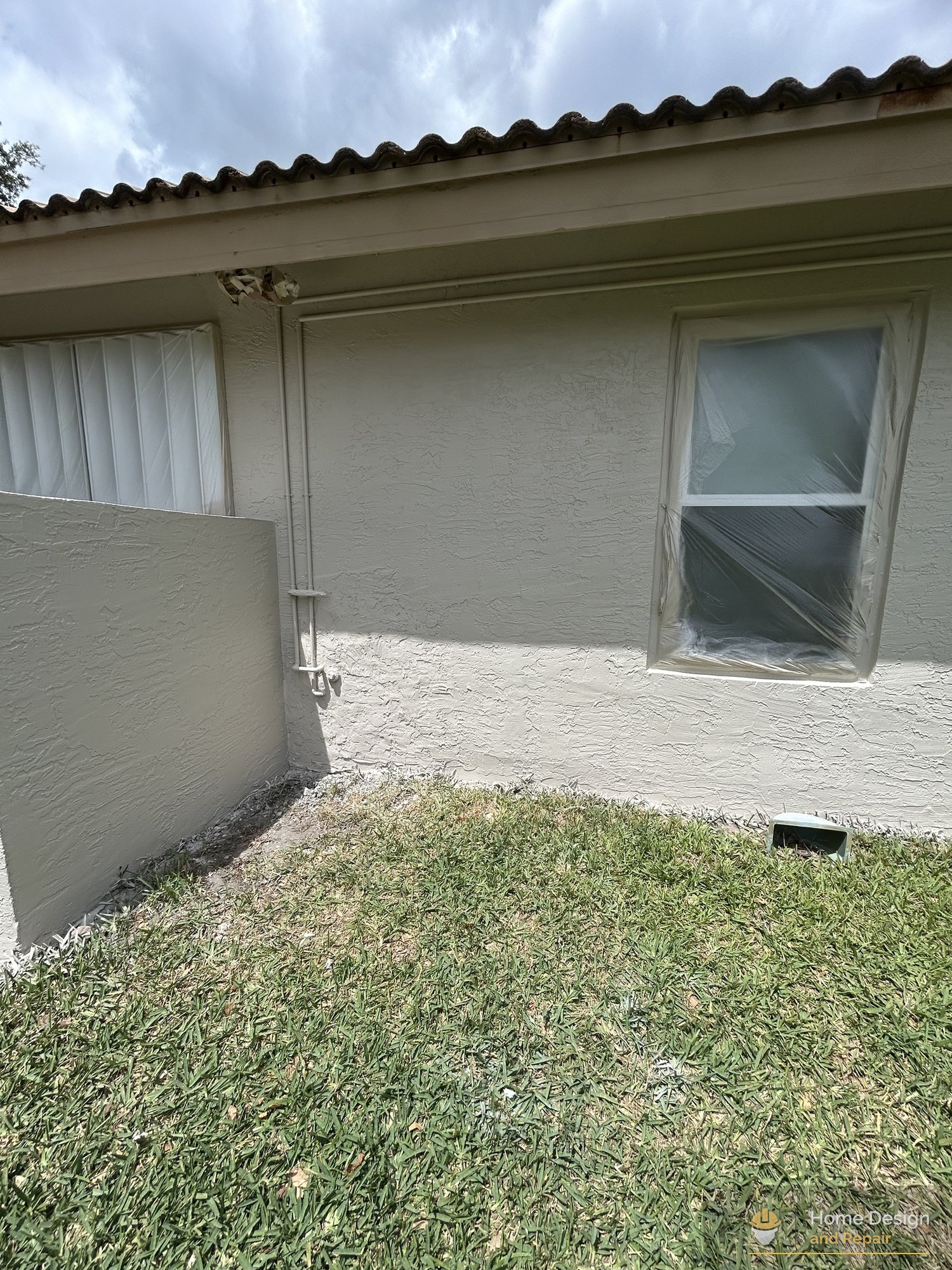 After detail of Exterior Stucco Wall Repair in Coral Springs, FL