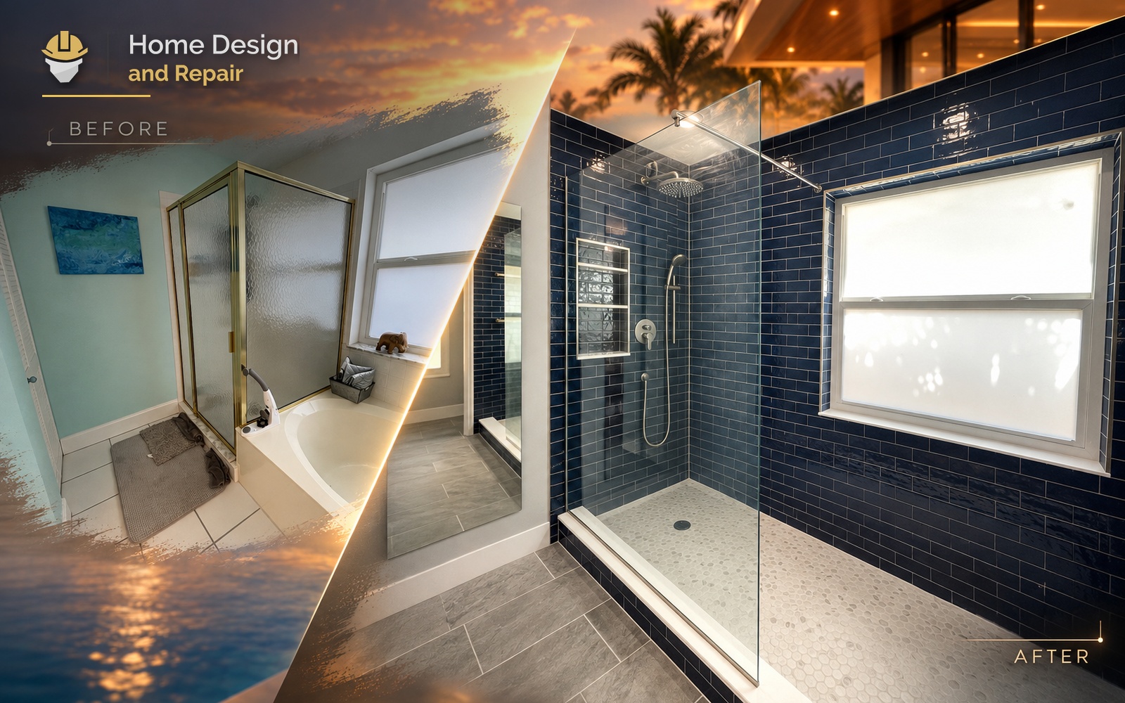 Before and after transformation for Master Bathroom Complete Remodel in Boca Raton, FL