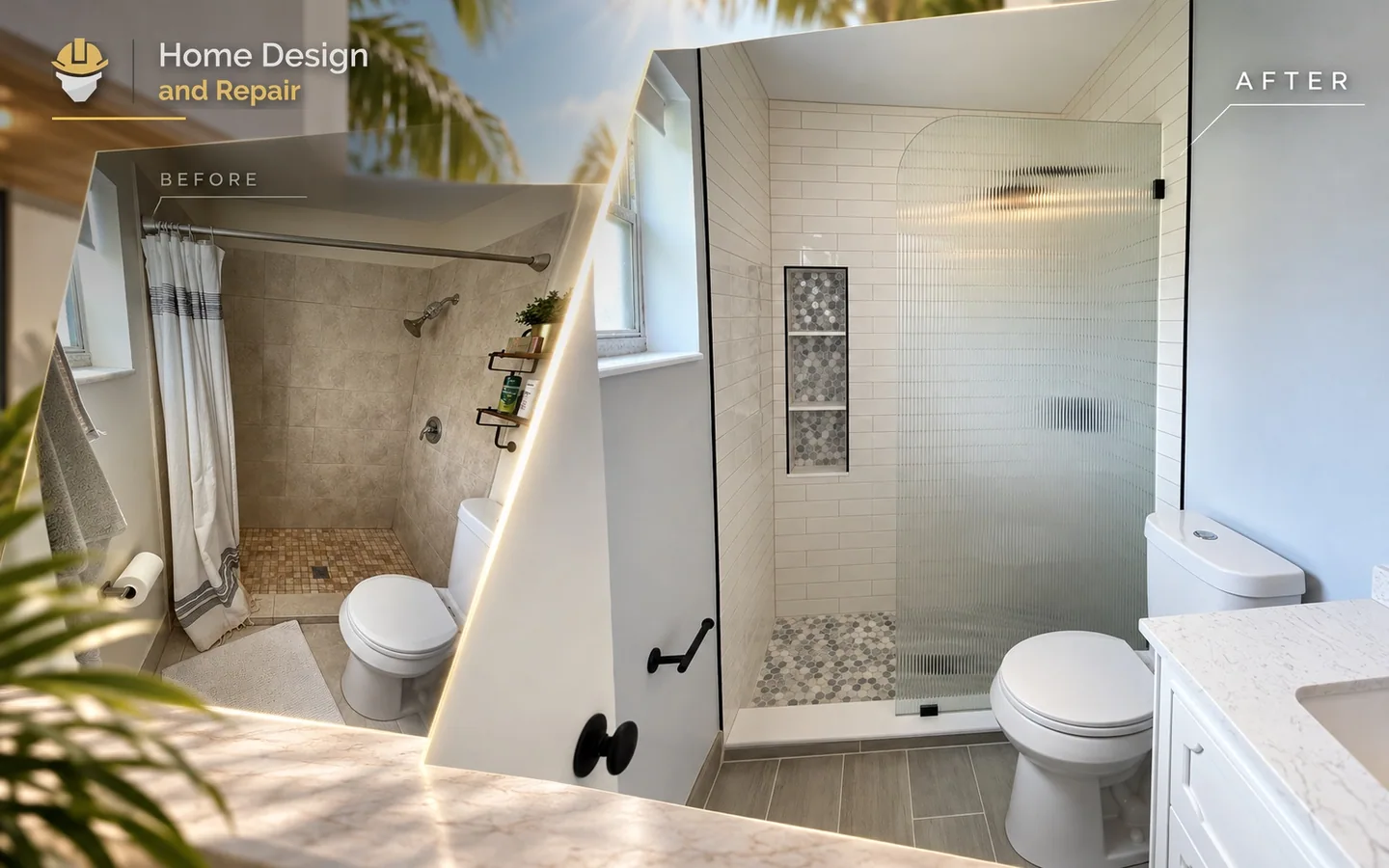 Before and after transformation for Primary Bathroom Walk-In Shower Remodel in Coral Springs, FL