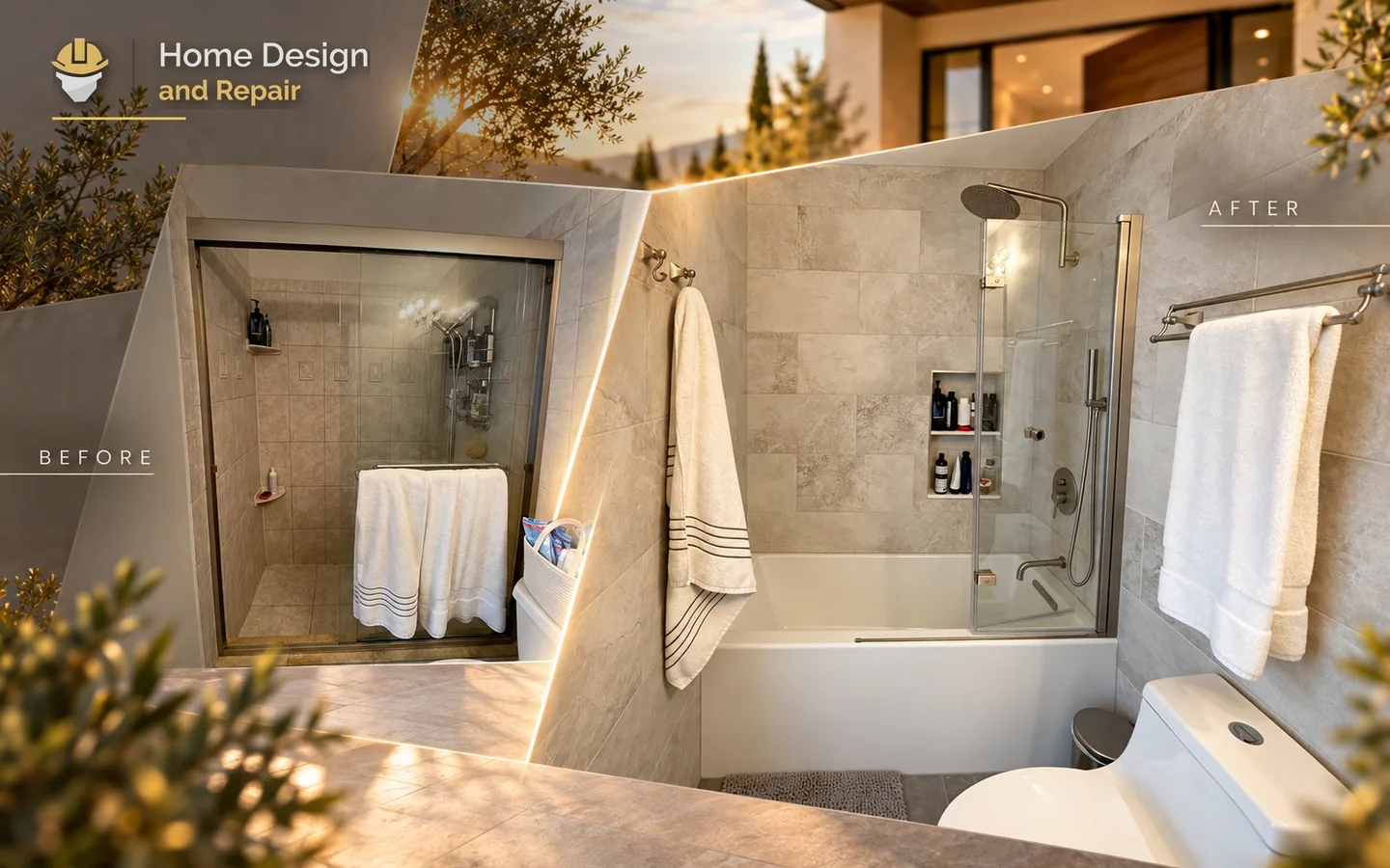 Before and after transformation for Tub Shower and Bathroom Remodel in Boca Raton, FL