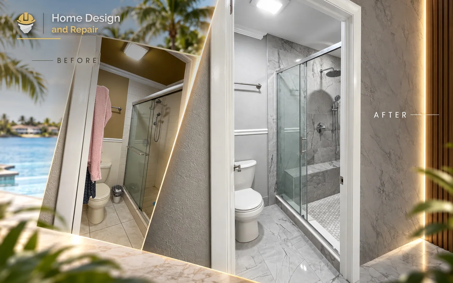 Before and after transformation for Walk-In Shower Bathroom Remodel