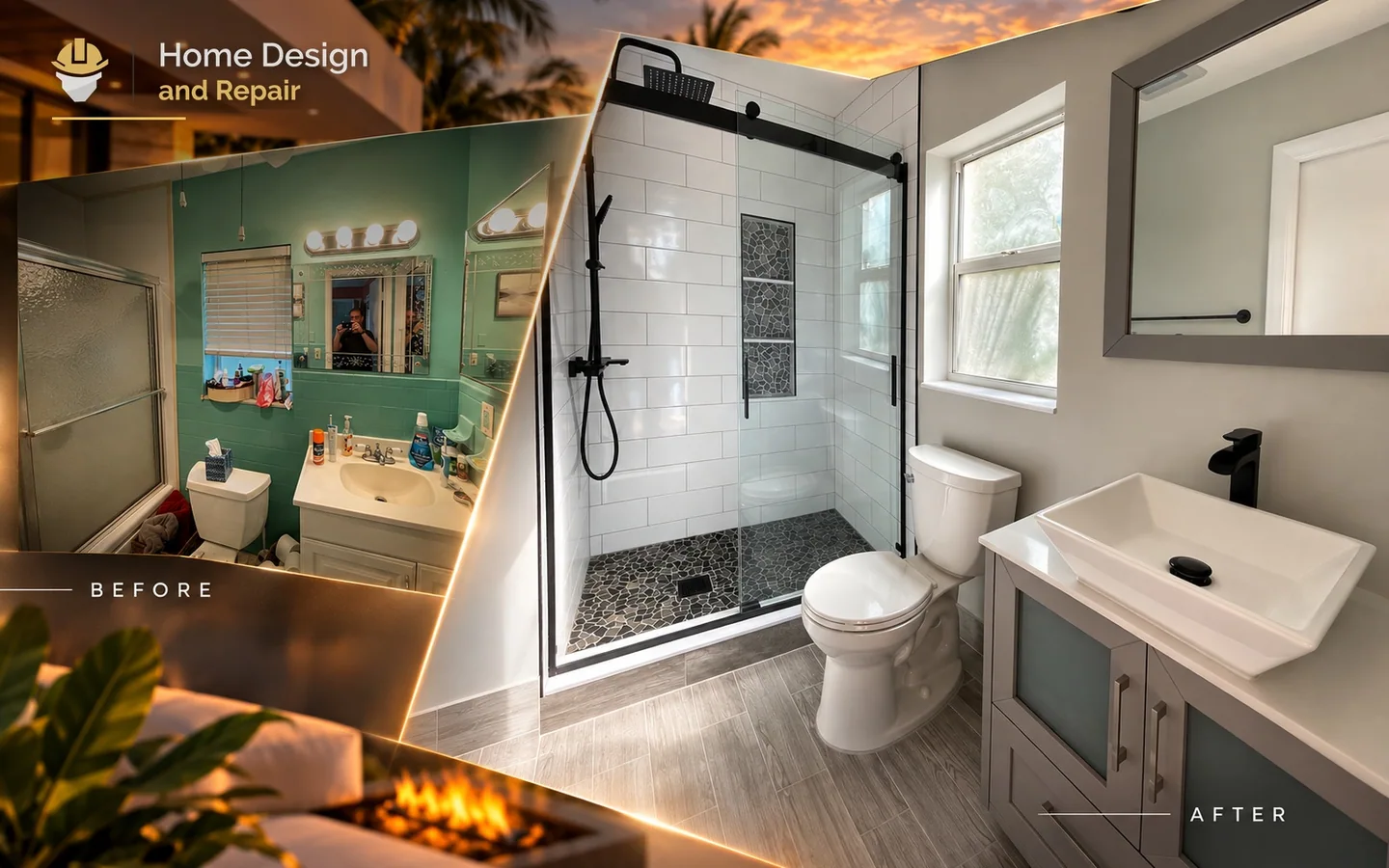 Before and after transformation for Walk-In Shower Bathroom Remodel in Coral Springs, FL