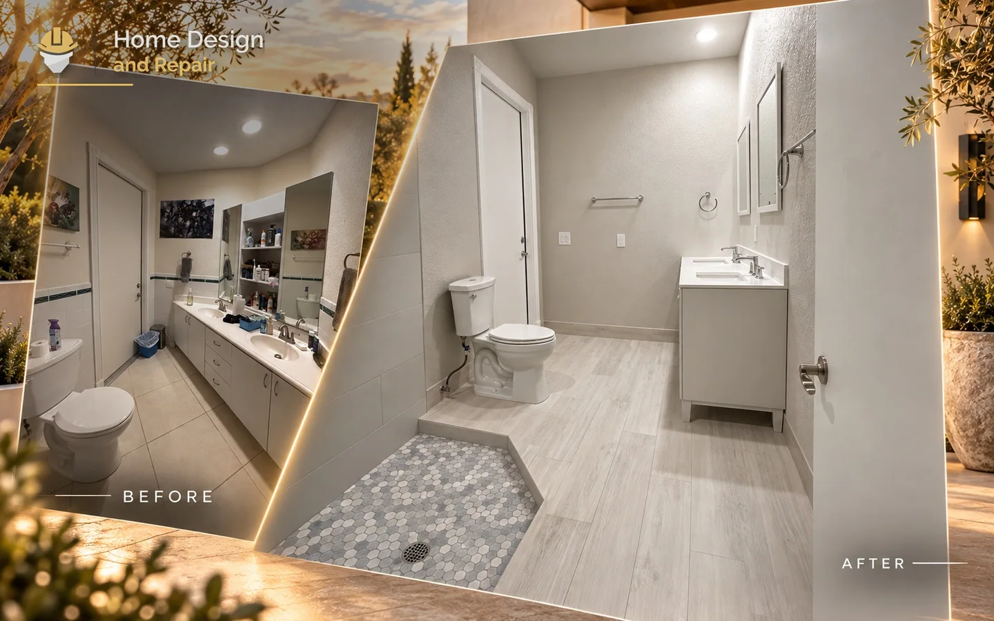 Before and after transformation for Walk-In Shower Bathroom Remodel in Parkland, FL
