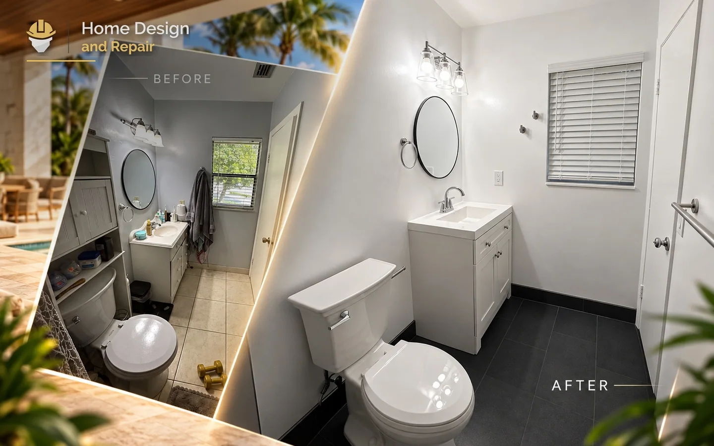 Before and after transformation for White Tile Walk-In Shower Remodel in Coral Springs, FL
