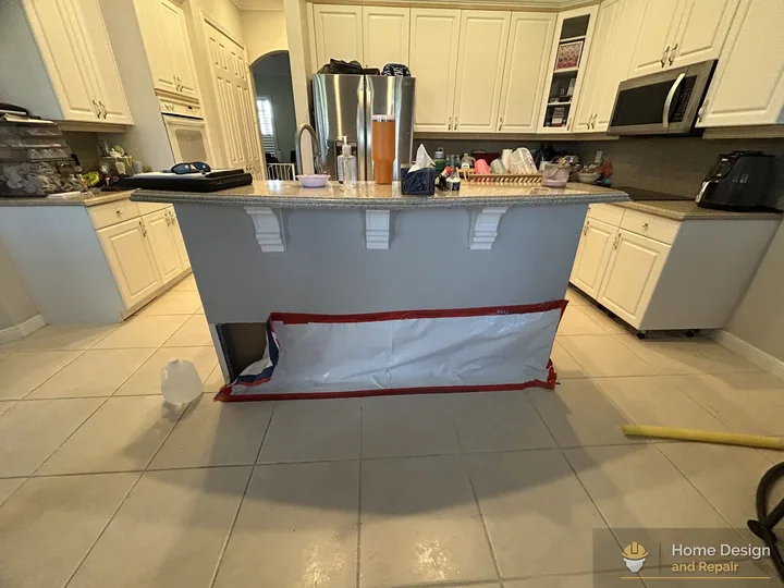 During detail of Kitchen Water Damage Repairs