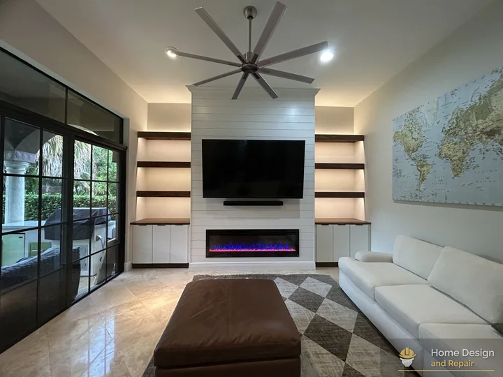 After detail of Living Room Media Wall Remodel