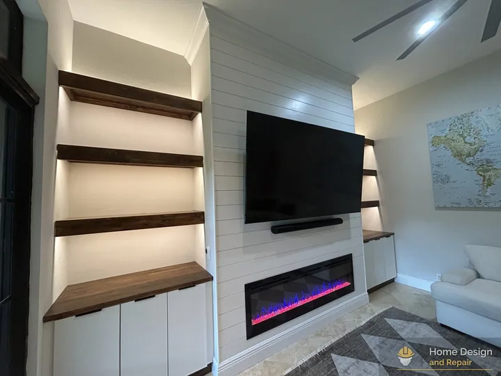After detail of Living Room Media Wall Remodel