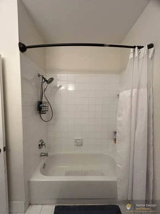 Before detail of Marble-Look Tub Shower Remodel