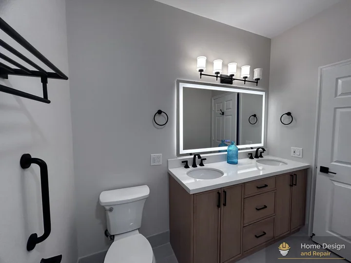 After detail of Marble-Look Tub Shower Remodel
