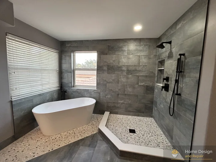After detail of Modern Gray-Tile Master Bath Transformation in Coral Springs, FL