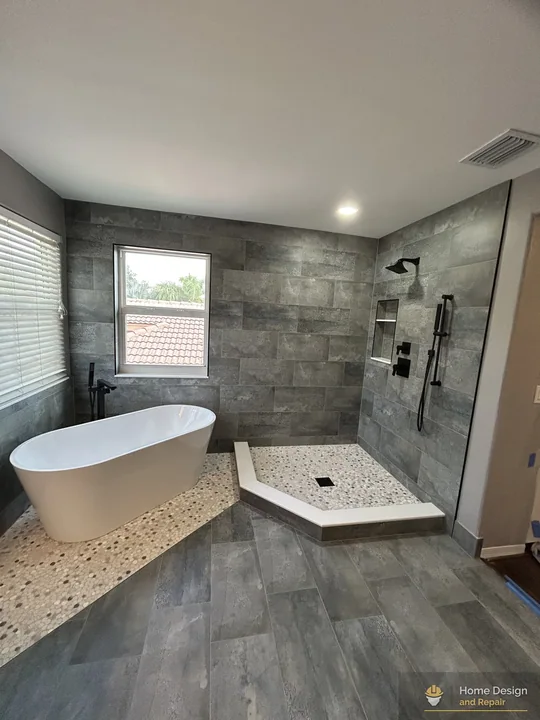 After detail of Modern Gray-Tile Master Bath Transformation in Coral Springs, FL