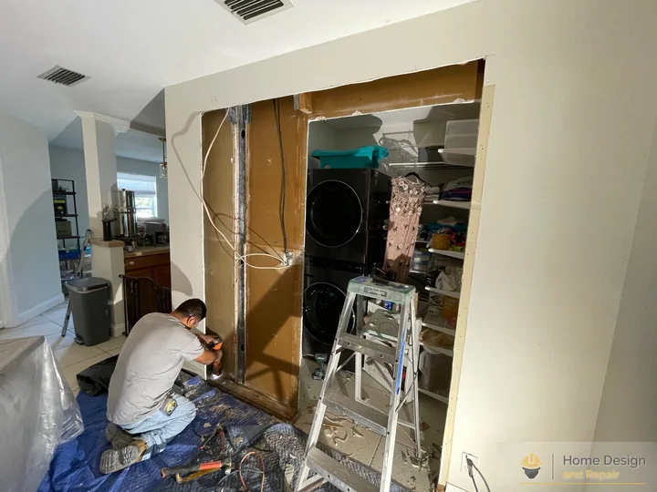 Before detail of Pocket Door Conversion in Boca Raton, FL