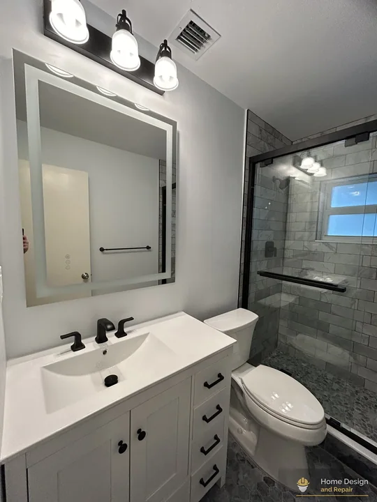 After detail of Walk-In Shower Bathroom Remodel in Coral Springs, FL