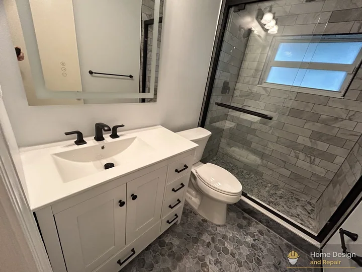 After detail of Walk-In Shower Bathroom Remodel in Coral Springs, FL