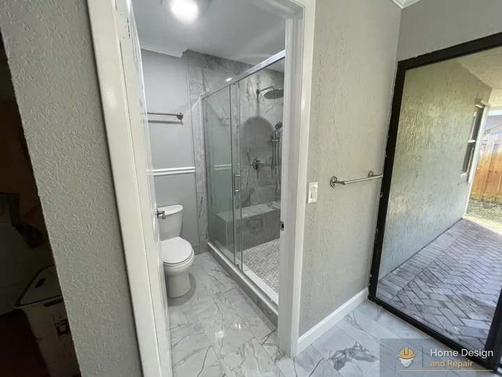 After detail of Walk-In Shower Bathroom Remodel